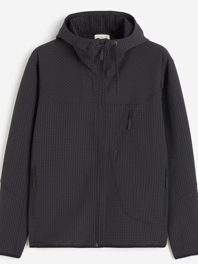 H&M Men’s Black Regular-Fit Mid-Layer Jacket With Drymove - 3xl